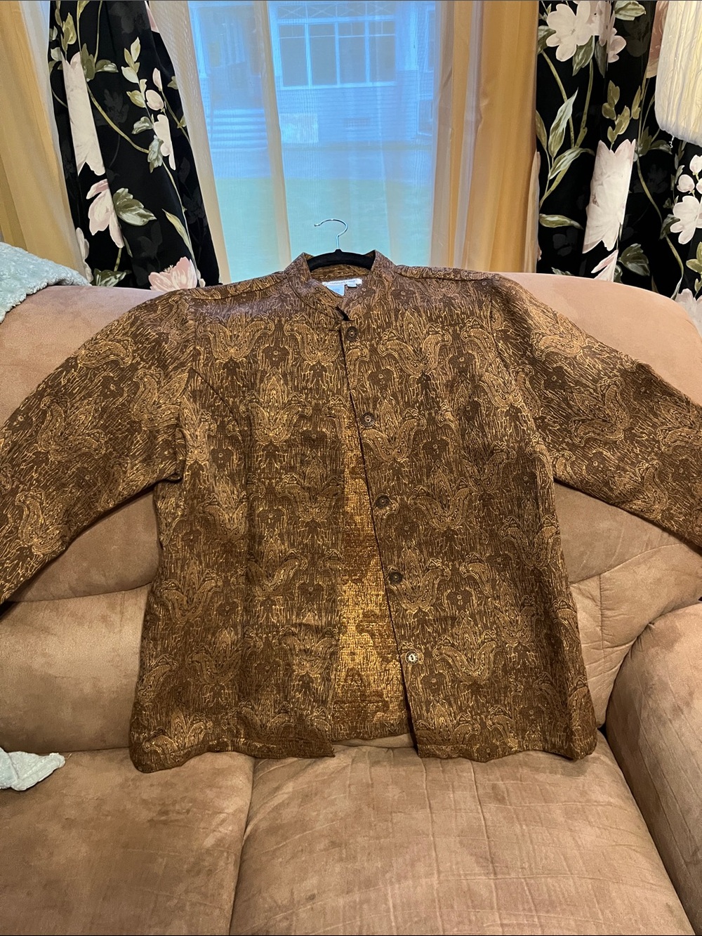 Coldwater Creek Brown Patterned Button-Front Jacket